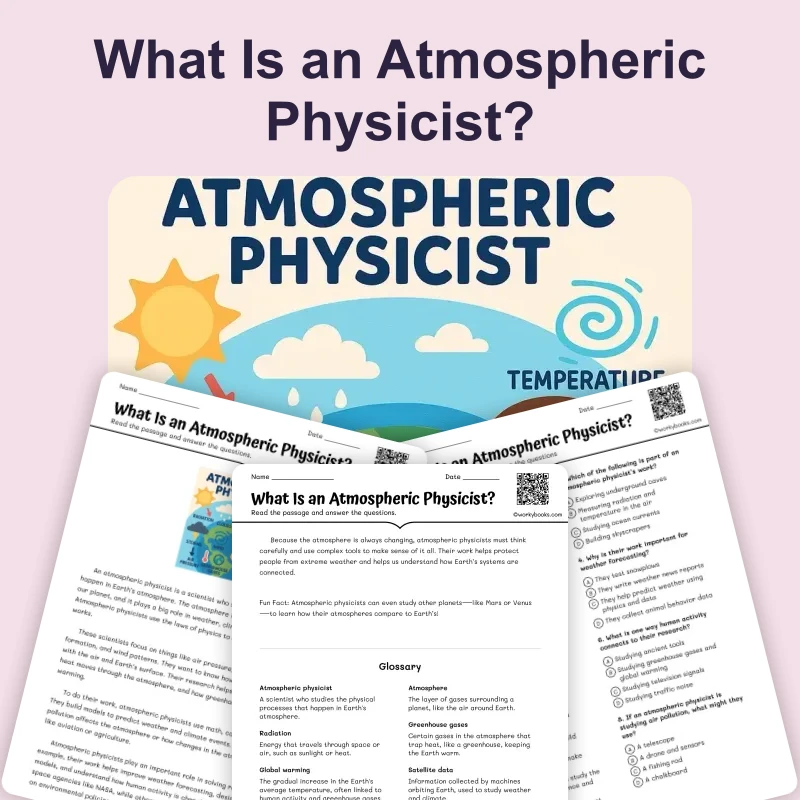 Atmospheric Physicist — ela — reading comprehension for Grade 3, Grade 4, Grade 5, Grade 6, Grade 7, Grade 8, page 1 of 4