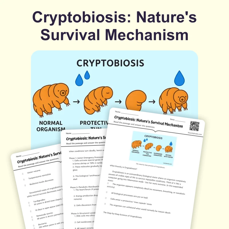How Does Cryptobiosis work — ela — reading comprehension for Grade 5, Grade 6, Grade 7, Grade 8, page 1 of 4