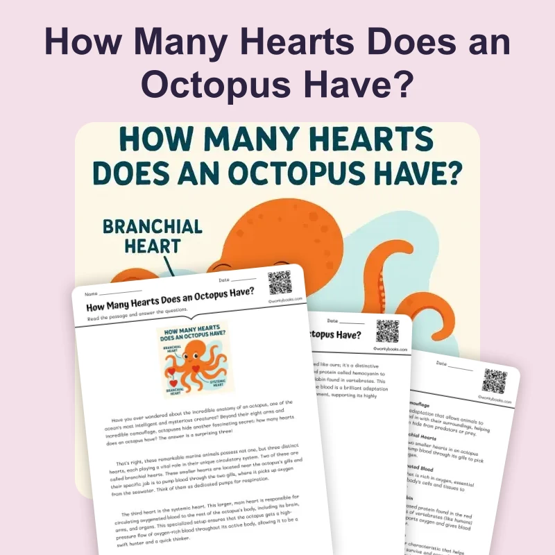 How Many Hearts Does an Octopus Have? — reading — reading comprehension for Grade 3, Grade 4, Grade 5, Grade 6, Grade 7, Grade 8, page 1 of 4
