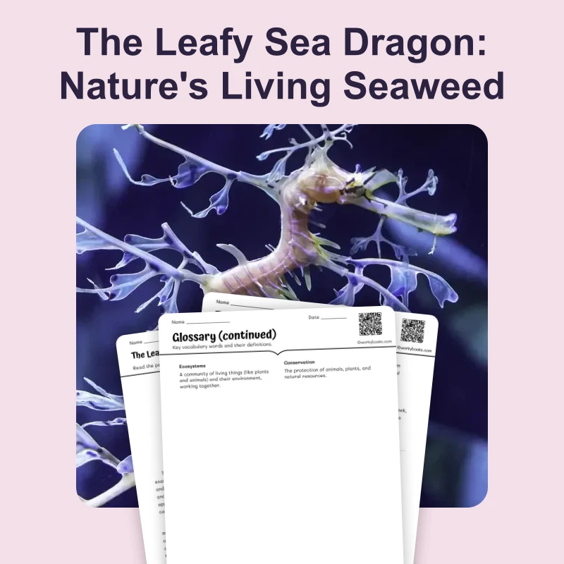 The Leafy Sea Dragon: Nature's Living Seaweed — ela — reading comprehension for Grade 5, Grade 6, Grade 7, Grade 8, page 1 of 4