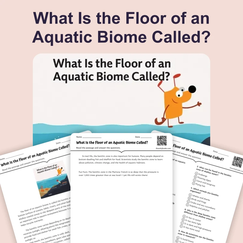 What Is the Floor of an Aquatic Biome Called — reading — reading comprehension for Grade 3, Grade 4, Grade 5, Grade 6, Grade 7, page 1 of 4