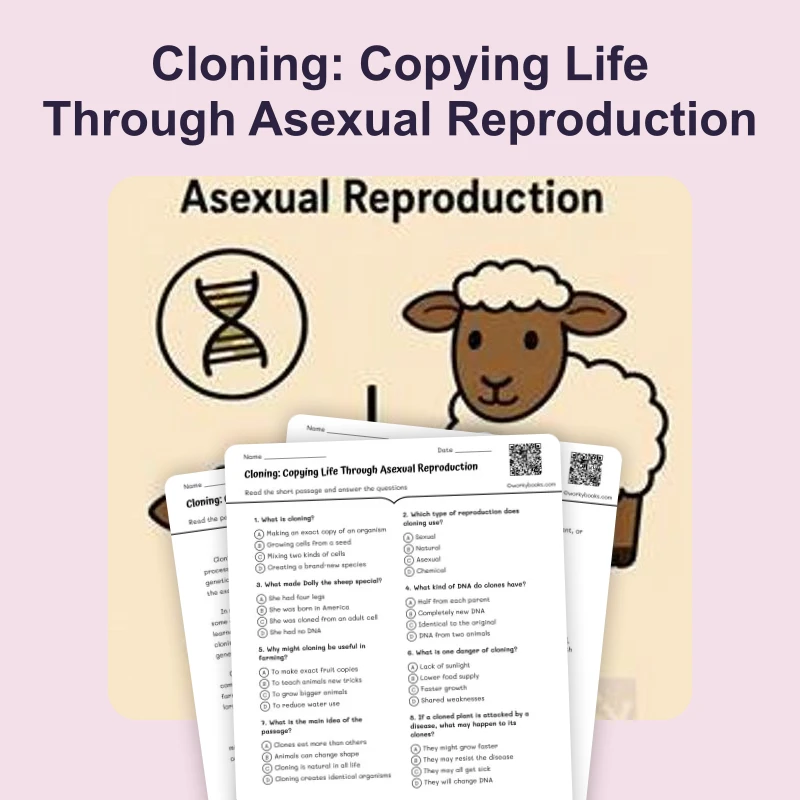 Cloning — ela — reading comprehension for Grade 5, Grade 6, Grade 7, Grade 8, page 1 of 4
