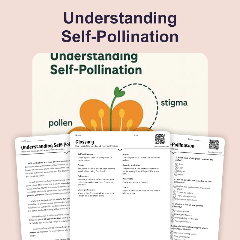 Self-Pollination — ela — reading comprehension for Grade 5, Grade 6, Grade 7, Grade 8, page 1 of 4