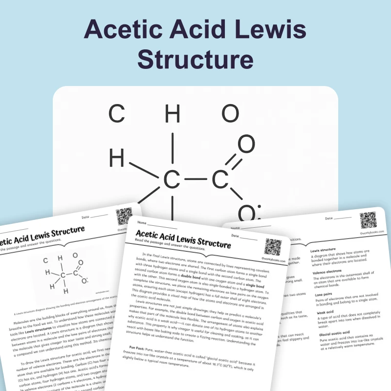 Acetic Acid Lewis Structure — ela — reading comprehension for Grade 3, Grade 4, Grade 5, Grade 6, Grade 7, Grade 8, page 1 of 4