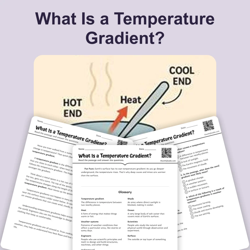 Temperature Gradient — ela — reading comprehension for Grade 5, Grade 6, Grade 7, Grade 8, page 1 of 4
