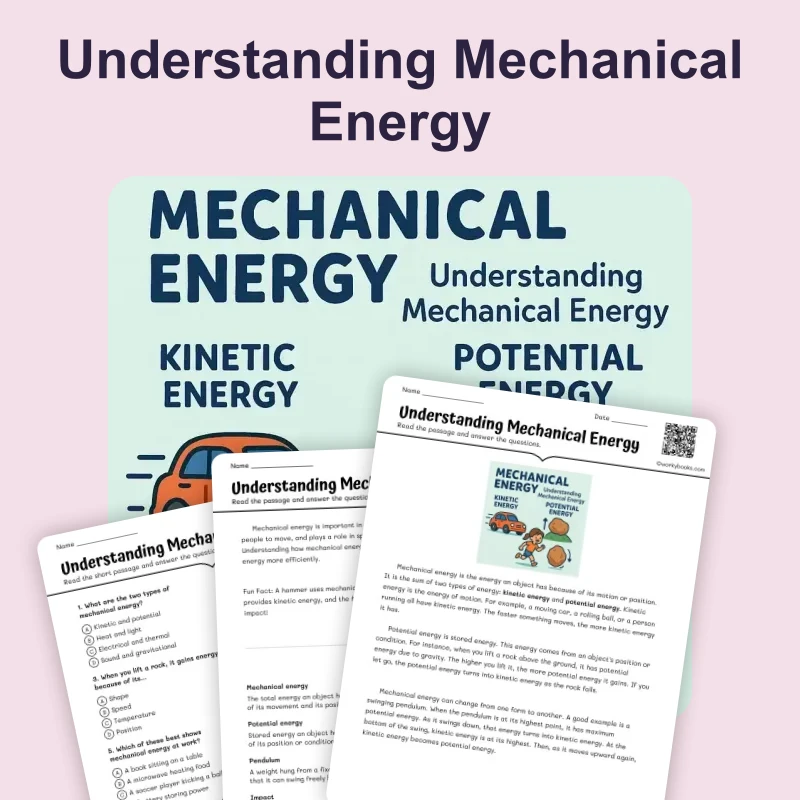 Mechanical Energy — ela — reading comprehension for Grade 5, Grade 6, Grade 7, Grade 8, page 1 of 4