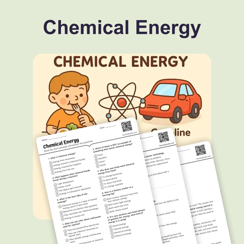 Chemical Energy — ela — reading comprehension for Grade 5, Grade 6, Grade 7, Grade 8, page 1 of 4