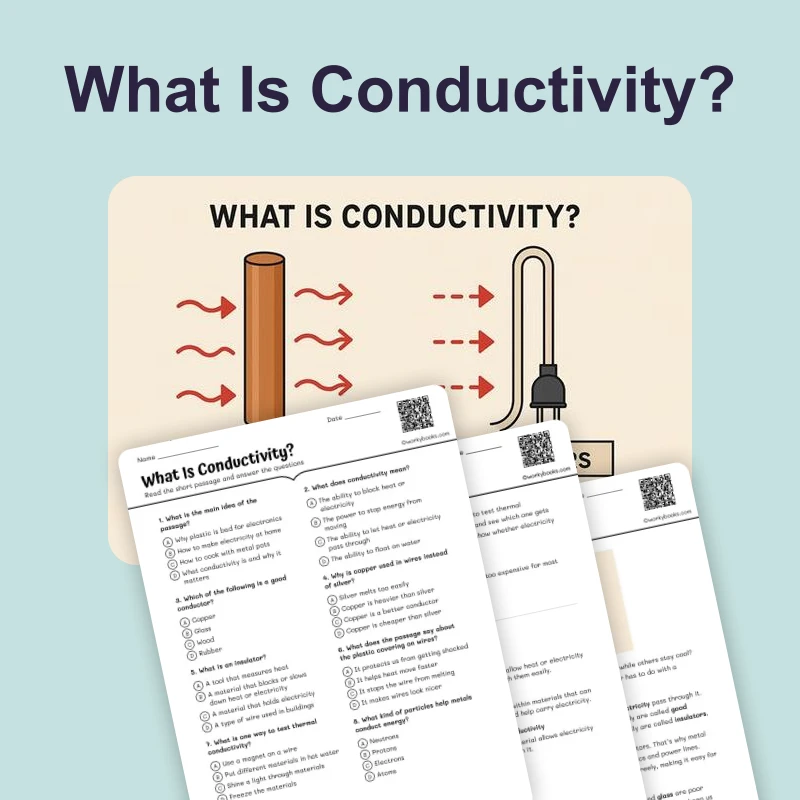 What Is Conductivity — ela — reading comprehension for Grade 5, Grade 6, Grade 7, Grade 8, page 1 of 4