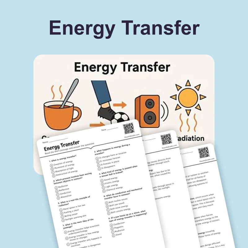 Energy Transfer — ela — reading comprehension for Grade 5, Grade 6, Grade 7, Grade 8, page 1 of 4