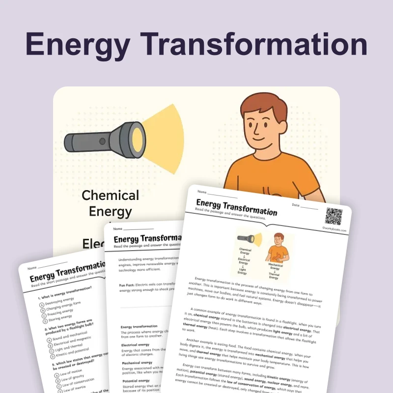 Energy Transformation — ela — reading comprehension for Grade 5, Grade 6, Grade 7, Grade 8, page 1 of 4