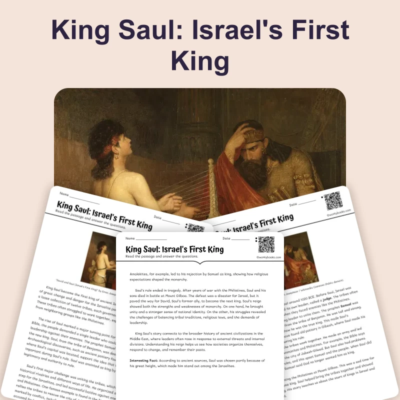 Saul the First King — reading — reading comprehension for Grade 6, Grade 7, Grade 8, page 1 of 4