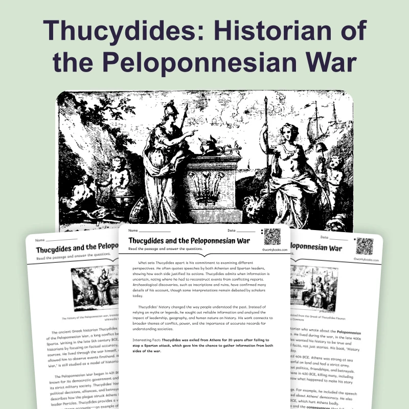 Thucydides the Historian — reading — reading comprehension for Grade 6, Grade 7, Grade 8, page 1 of 4