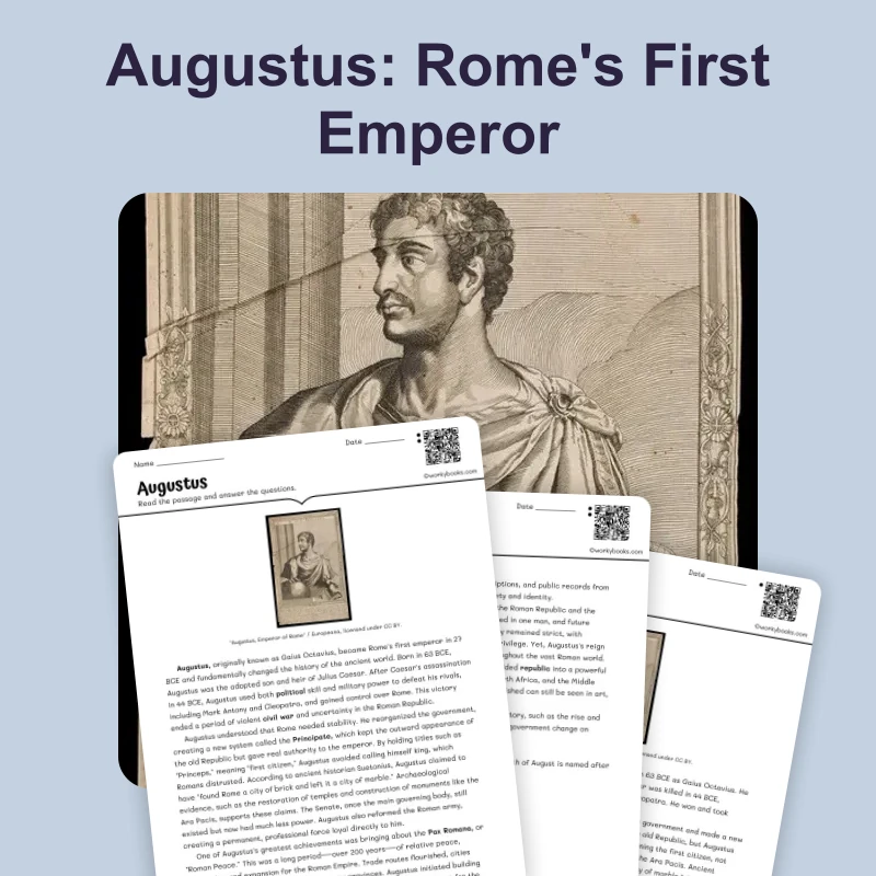 Augustus — reading — reading comprehension for Grade 6, Grade 7, Grade 8, page 1 of 4