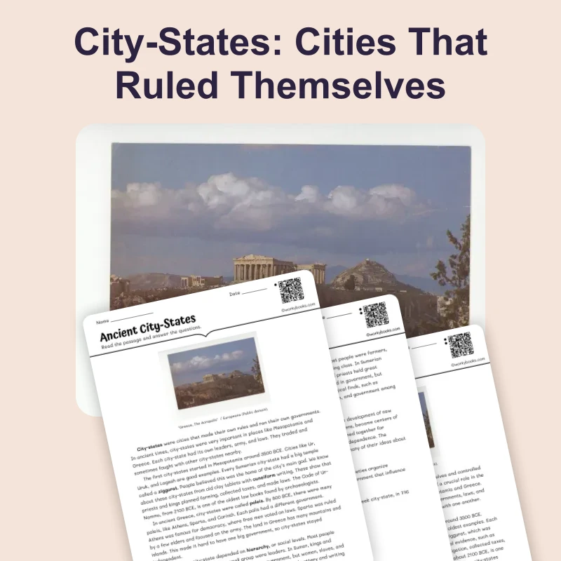 City-States of the Ancient World — reading — reading comprehension for Grade 6, Grade 7, Grade 8, page 1 of 4
