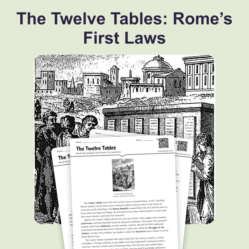 Twelve Tables of Roman Law — reading — reading comprehension for Grade 5, Grade 6, Grade 7, Grade 8, page 1 of 4