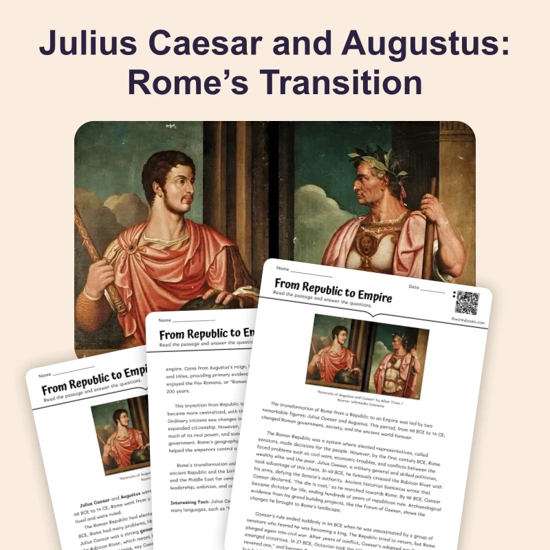 From Republic to Empire — reading — reading comprehension for Grade 5, Grade 6, Grade 7, Grade 8, page 1 of 4