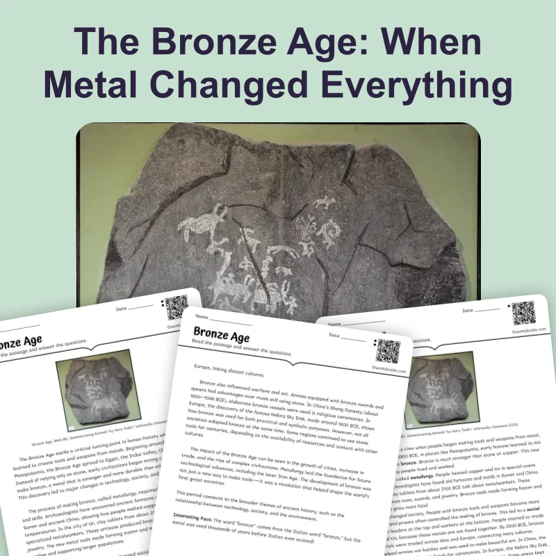 The Bronze Age Begins — reading — reading comprehension for Grade 5, Grade 6, Grade 7, Grade 8, page 1 of 4