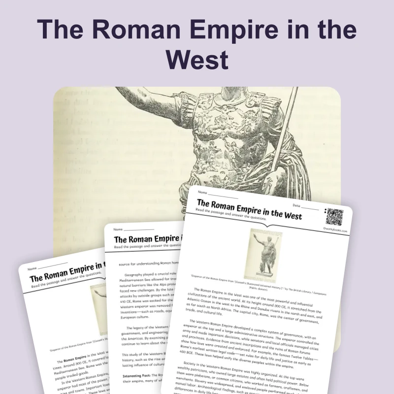 Roman Empire Around 300 CE — reading — reading comprehension for Grade 5, Grade 6, Grade 7, Grade 8, page 1 of 4