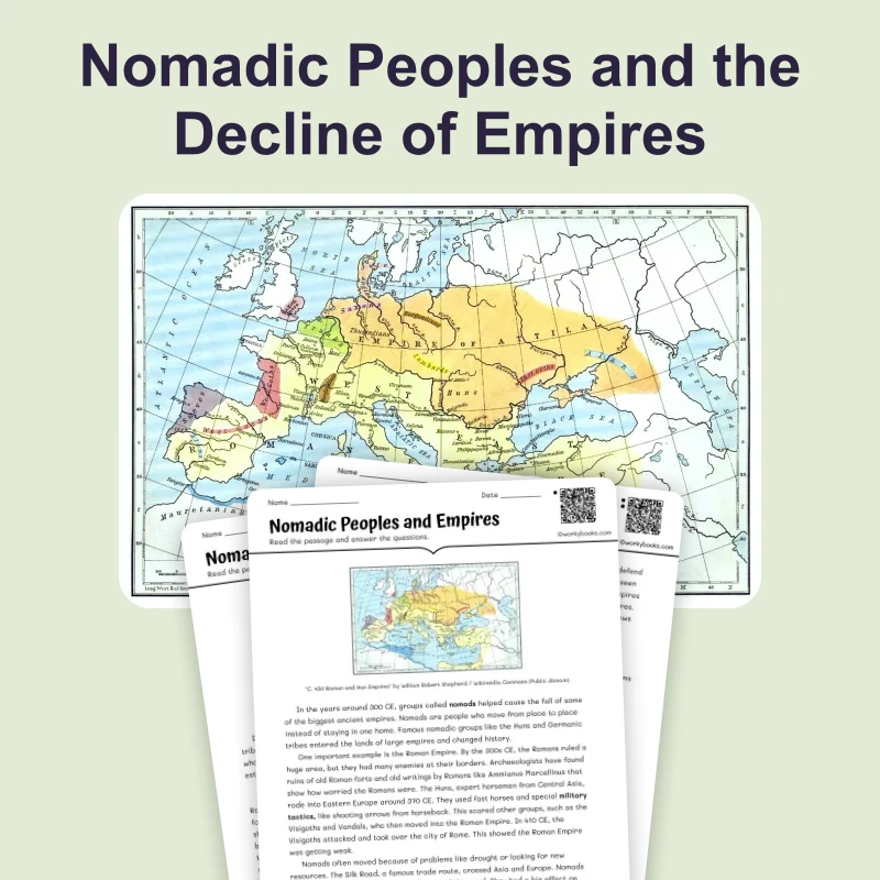 Nomadic Peoples and Empires — reading — reading comprehension for Grade 5, Grade 6, Grade 7, Grade 8, page 1 of 4