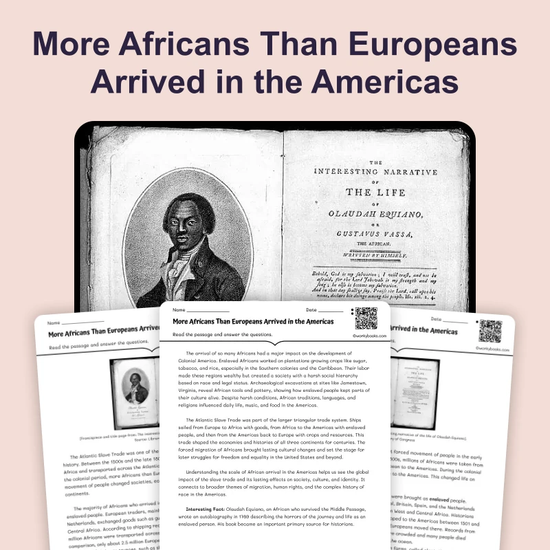 African Diaspora in the Americas — reading — reading comprehension for Grade 5, Grade 6, Grade 7, Grade 8, page 1 of 4