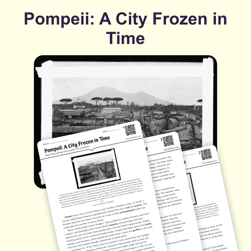 Lost City of Pompeii — reading — reading comprehension for Grade 5, Grade 6, Grade 7, Grade 8, page 1 of 4