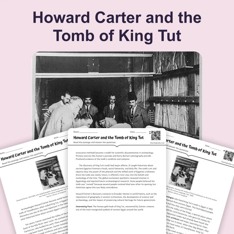 King Tut's Tomb Discovered — reading — reading comprehension for Grade 5, Grade 6, Grade 7, Grade 8, page 1 of 4