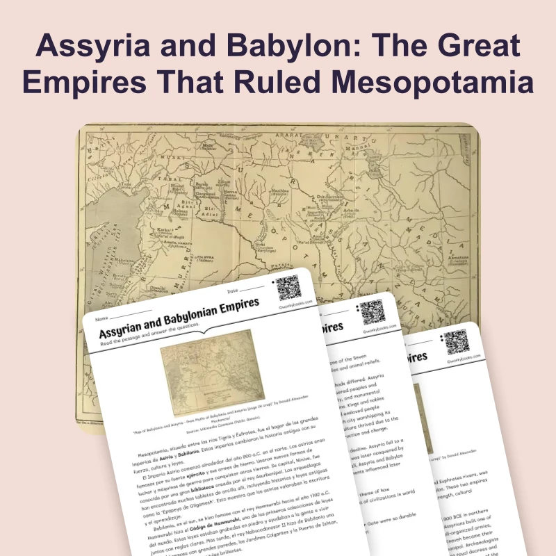 Assyrian and Babylonian Empires — reading — reading comprehension for Grade 5, Grade 6, Grade 7, Grade 8, page 1 of 4