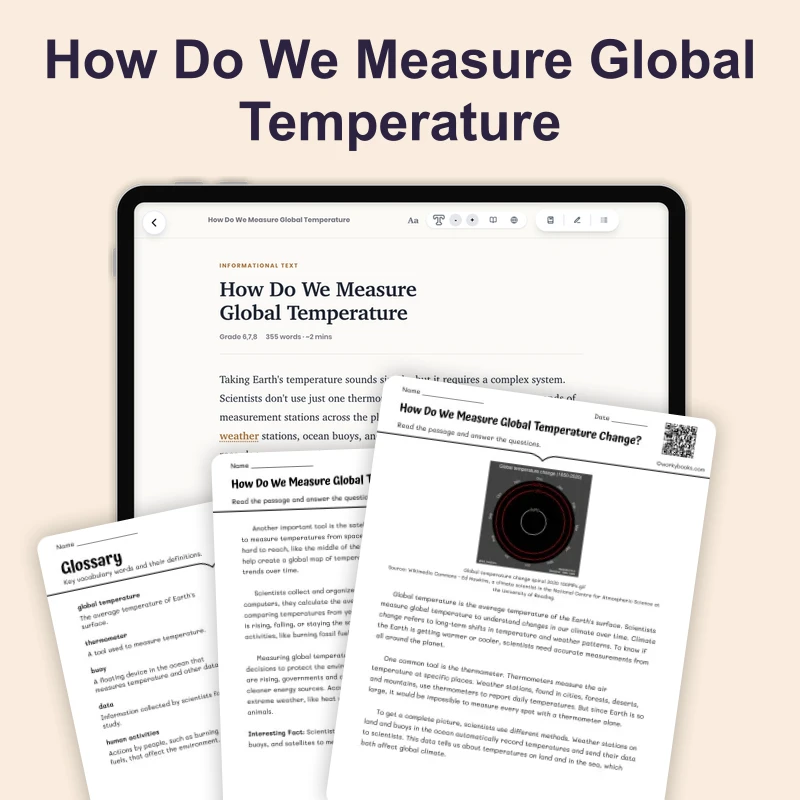 How Do We Measure Global Temperature Change? — science — reading comprehension for Grade 6, Grade 7, Grade 8, page 1 of 4