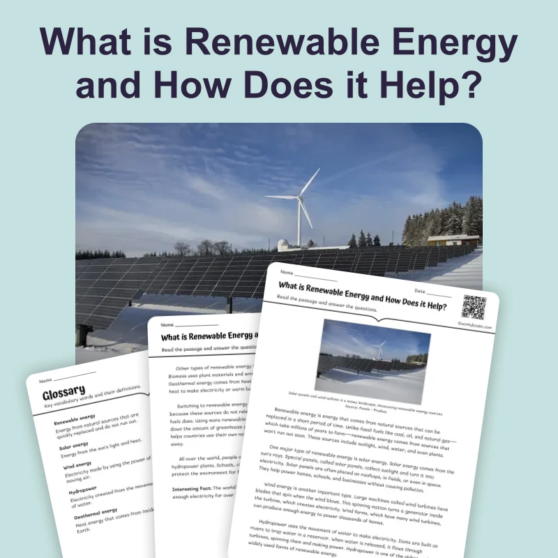 What is Renewable Energy and How Does it Help? — science — reading comprehension for Grade 6, Grade 7, Grade 8, page 1 of 4