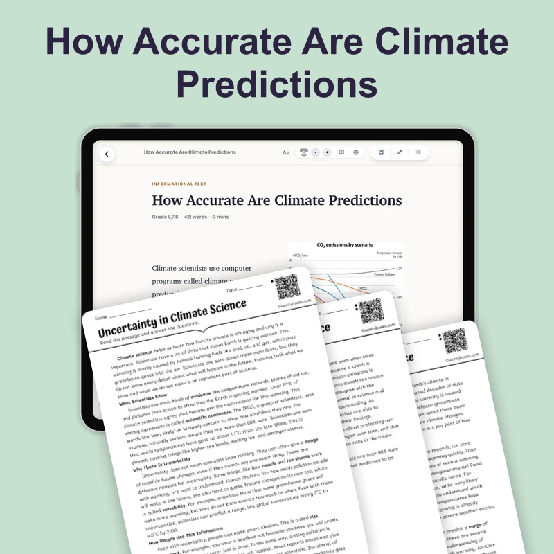 How Accurate Are Climate Predictions — science — reading comprehension for Grade 5, Grade 6, Grade 7, Grade 8, page 1 of 4