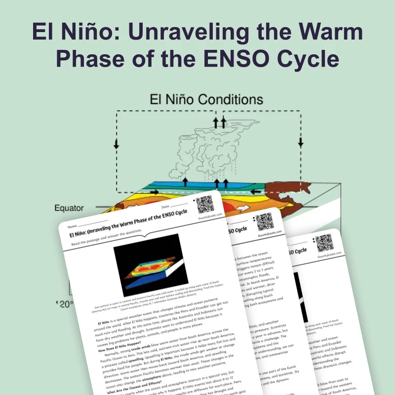 El Niño — science — reading comprehension for Grade 5, Grade 6, Grade 7, Grade 8, page 1 of 4