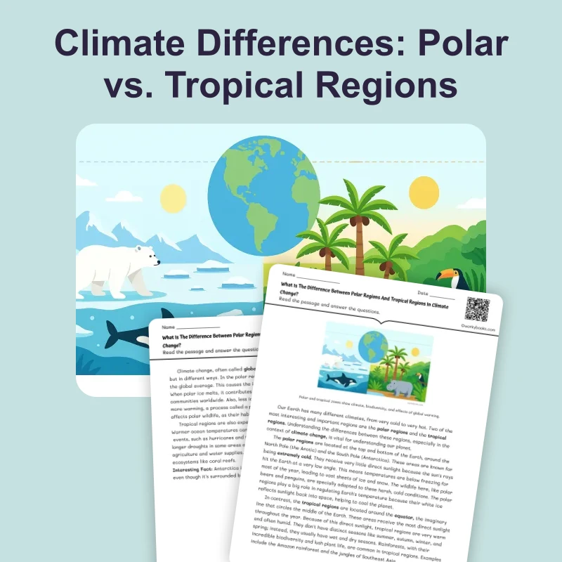 Difference Between Polar Regions And Tropical Regions — science — reading comprehension for Grade 6, page 1 of 4