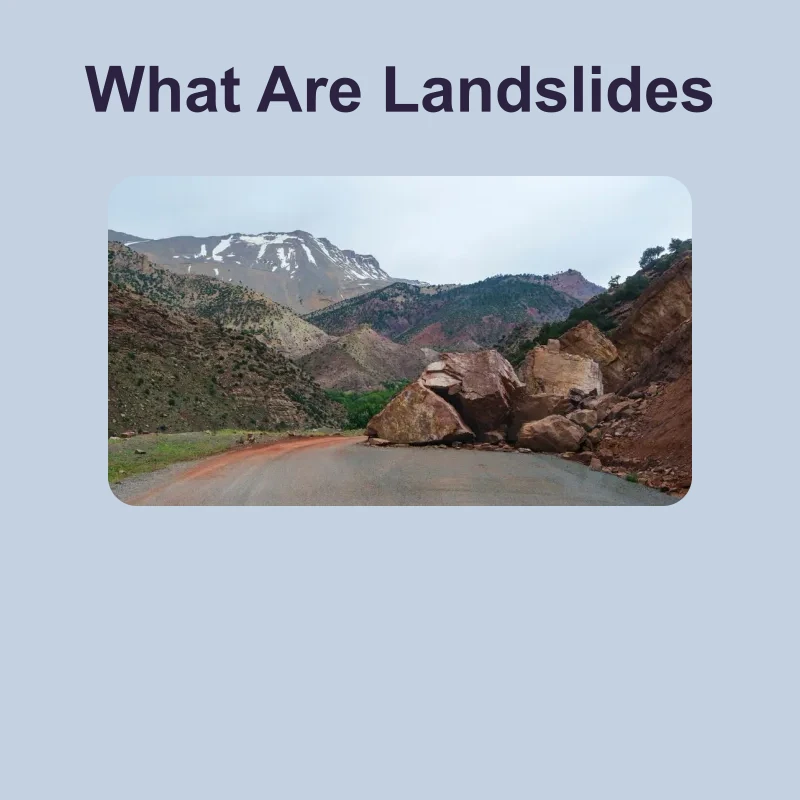 What Are Landslides — science — reading comprehension for Grade 5, Grade 6, Grade 7, Grade 8, page 1 of 1