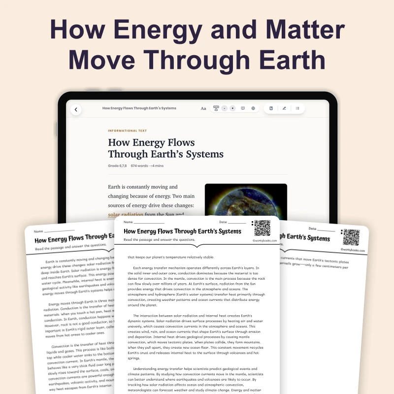 How Energy Flows Through Earth’s Systems — science — reading comprehension for Grade 6, Grade 7, Grade 8, page 1 of 4