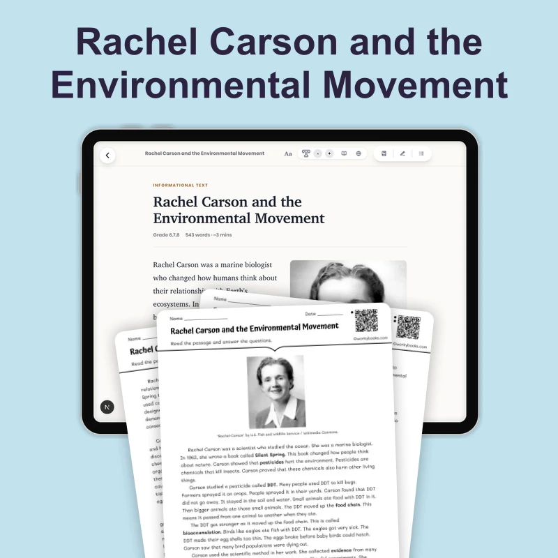 How Did Rachel Carson Change Environmental Science — science — reading comprehension for Grade 6, Grade 7, Grade 8, page 1 of 4