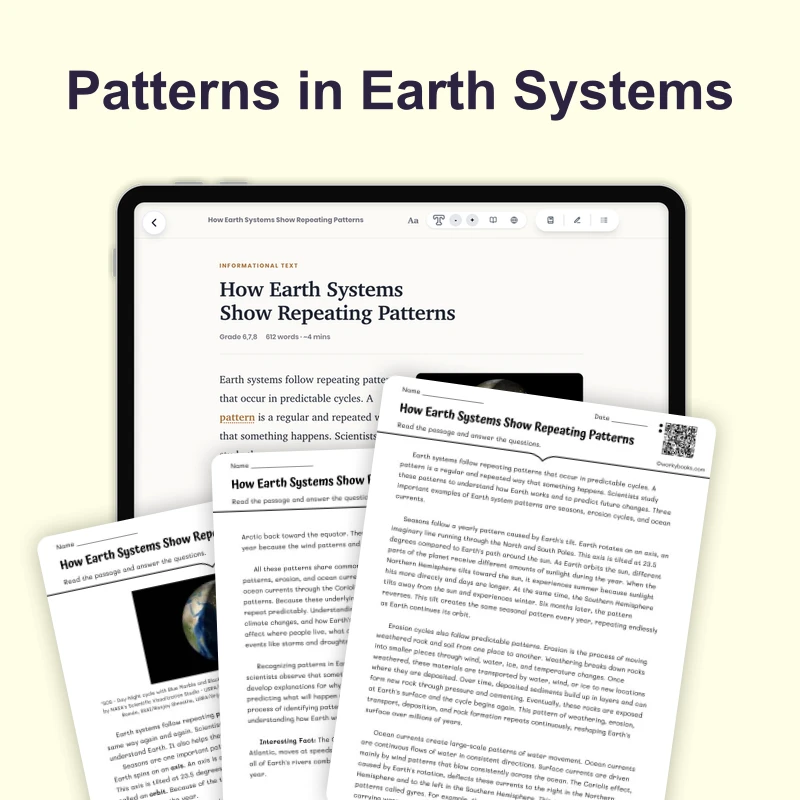 How Earth Systems Show Repeating Patterns — science — reading comprehension for Grade 6, Grade 7, Grade 8, page 1 of 4