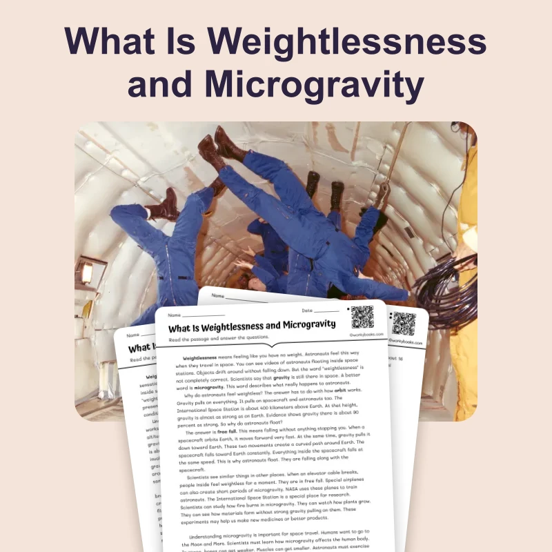 What Is Weightlessness — science — reading comprehension for Grade 5, Grade 6, Grade 7, Grade 8, page 1 of 4