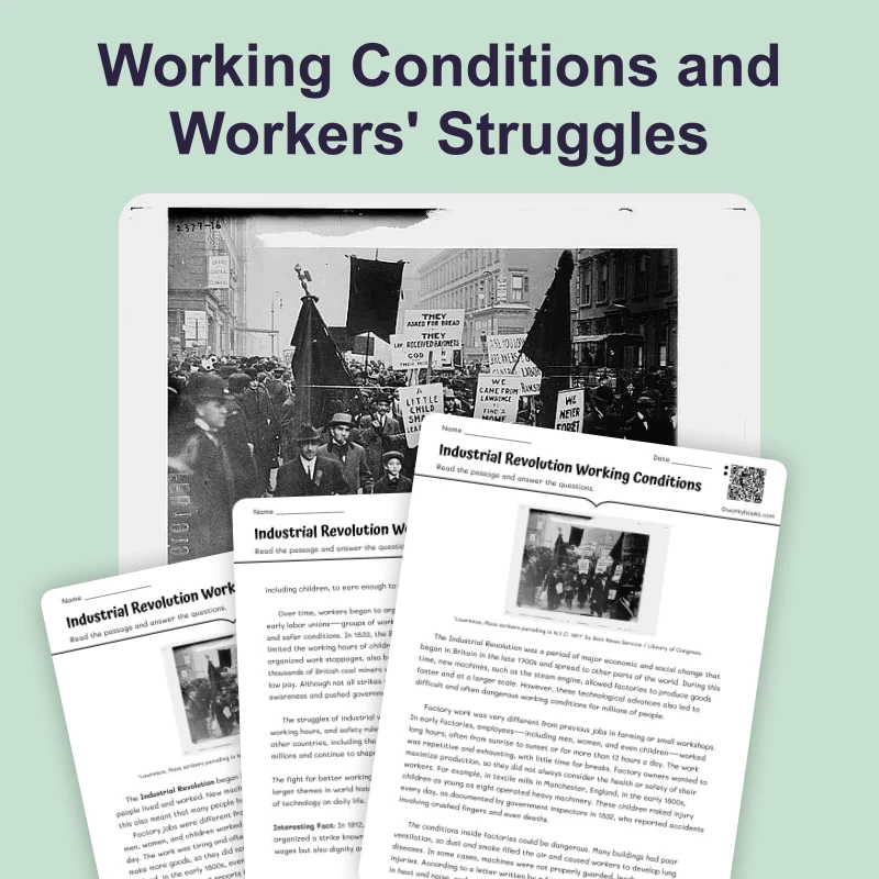 Factory Working Conditions — reading — reading comprehension for Grade 5, Grade 6, Grade 7, Grade 8, page 1 of 4