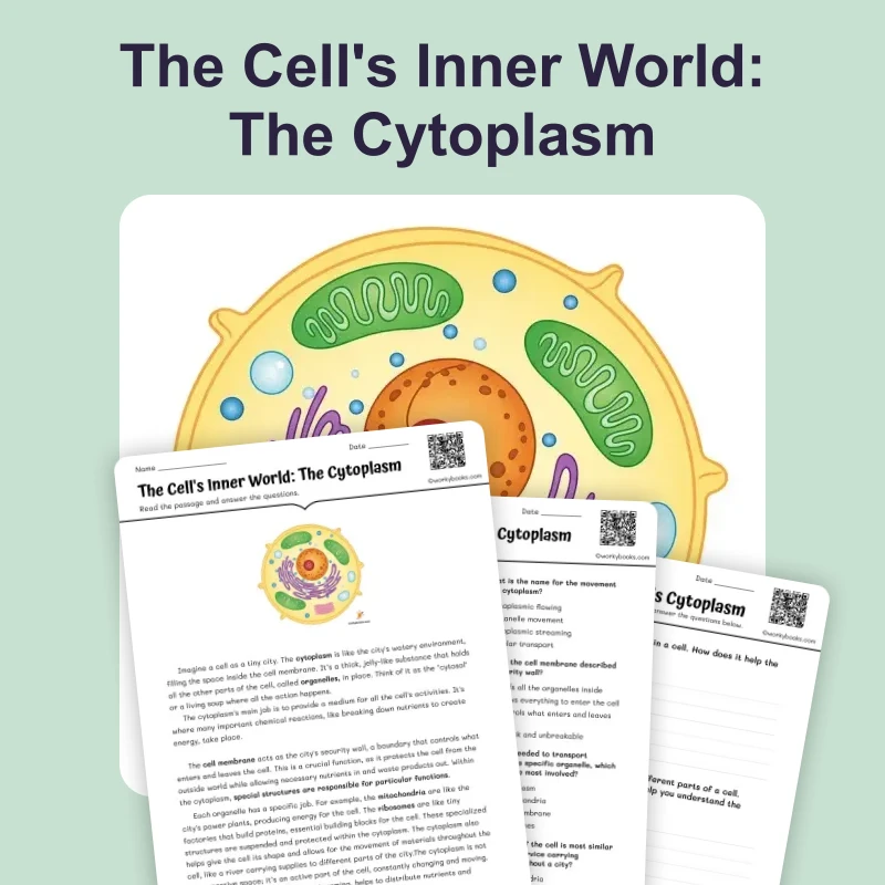 The Cytoplasm: The Cell's Inner World — ela — reading comprehension for Grade 3, Grade 4, Grade 5, Grade 6, page 1 of 4