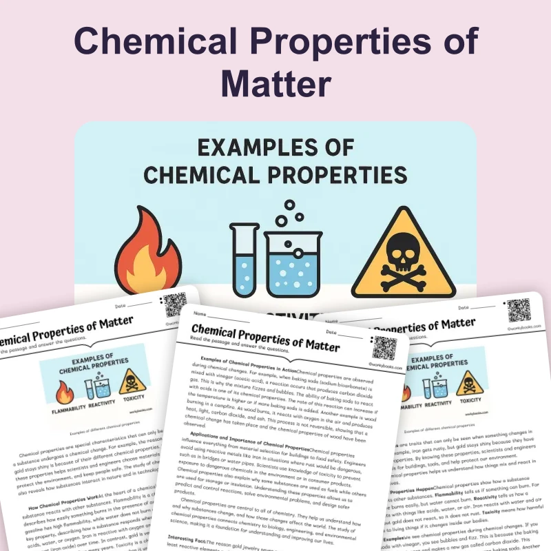 Chemical Properties of Matter — science — reading comprehension for Grade 5, Grade 6, Grade 7, Grade 8, page 1 of 4