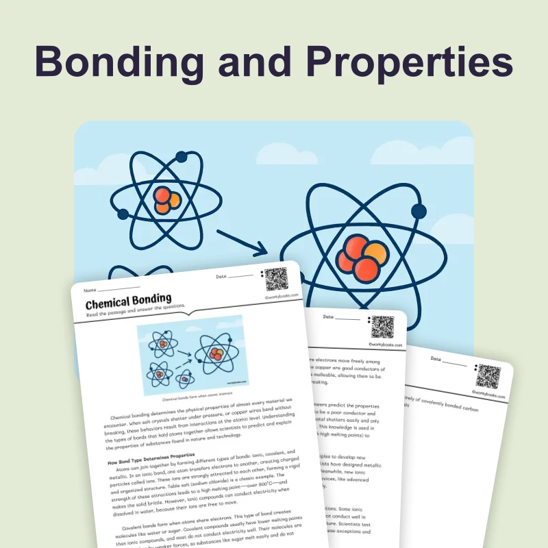 Chemical Bonding — science — reading comprehension for Grade 5, Grade 6, Grade 7, Grade 8, page 1 of 4