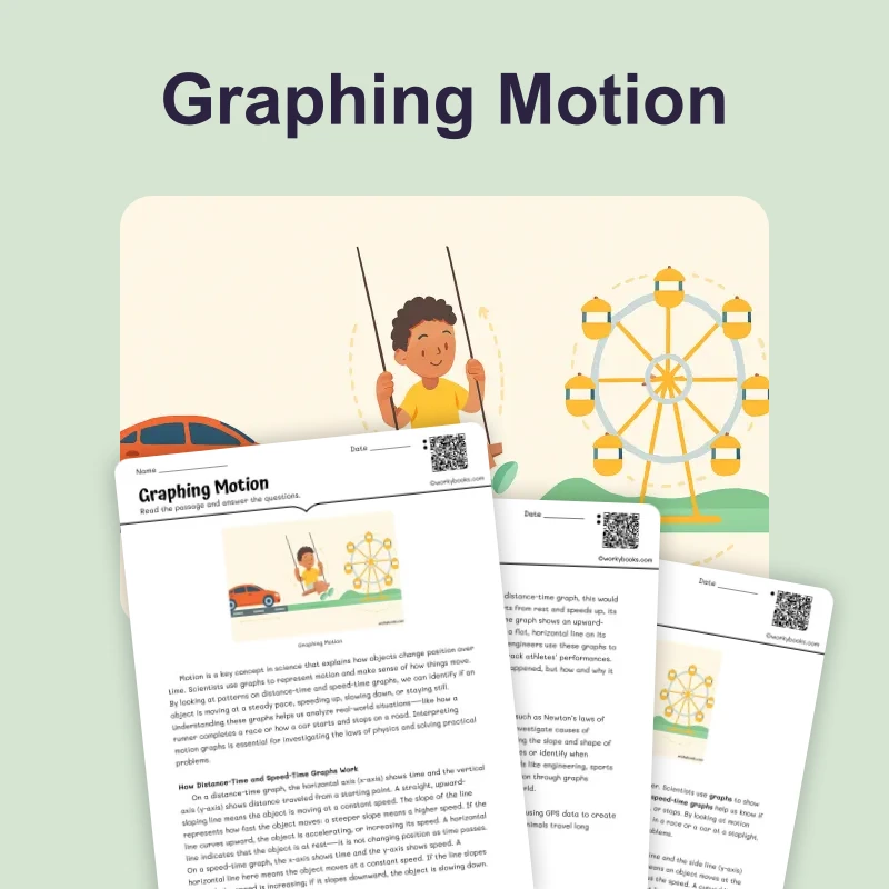 Graphing Motion — science — reading comprehension for Grade 5, Grade 6, Grade 7, Grade 8, page 1 of 4