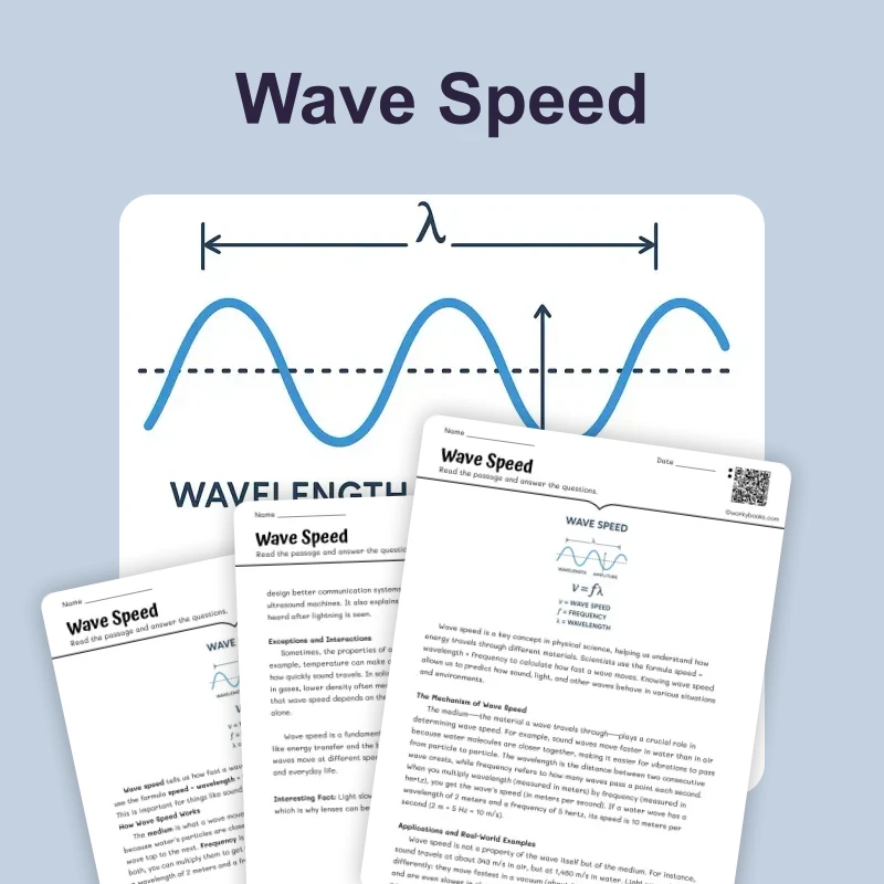 Wave Speed — science — reading comprehension for Grade 5, Grade 6, Grade 7, Grade 8, page 1 of 4