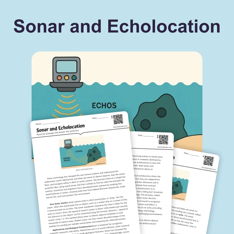 Sonar and Echolocation — science — reading comprehension for Grade 5, Grade 6, Grade 7, Grade 8, page 1 of 4