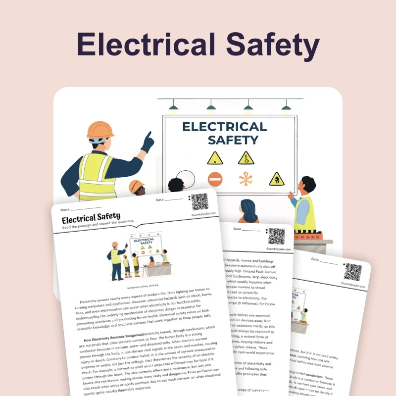Electrical Safety — science — reading comprehension for Grade 5, Grade 6, Grade 7, Grade 8, page 1 of 4