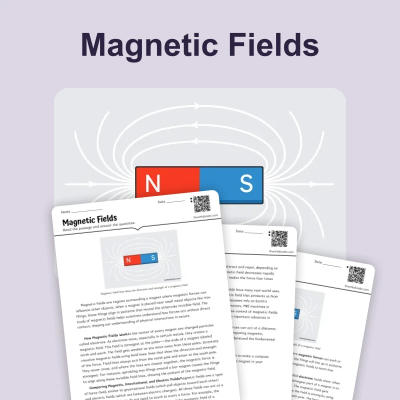Magnetic Field — science — reading comprehension for Grade 5, Grade 6, Grade 7, Grade 8, page 1 of 4
