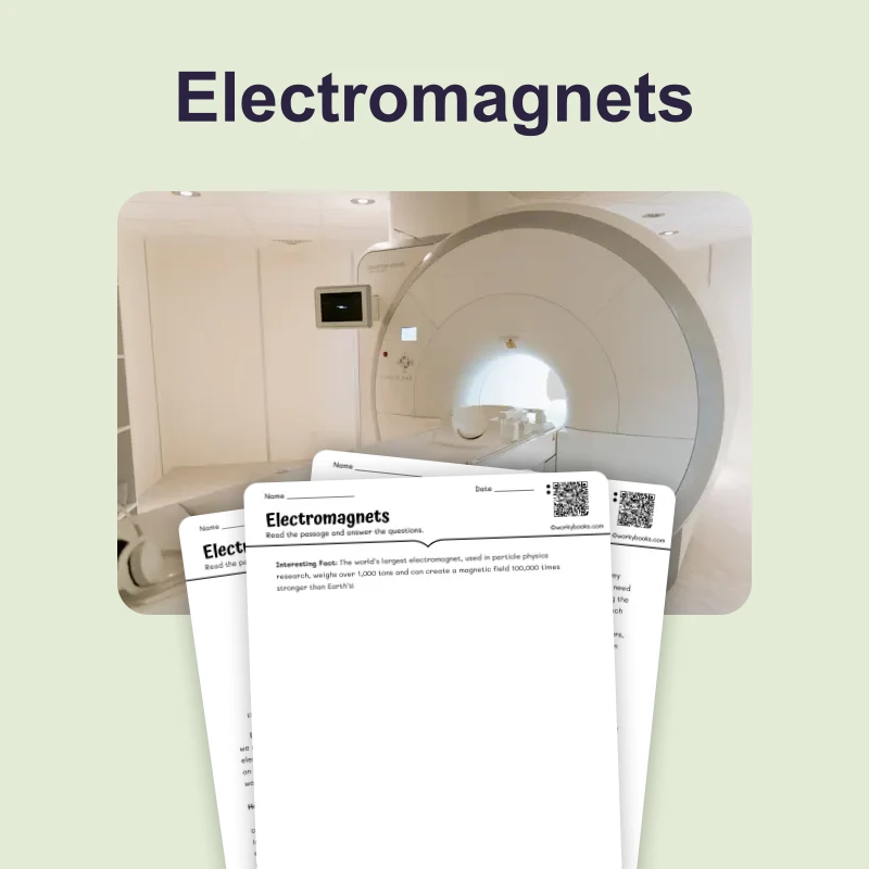 Electromagnets — science — reading comprehension for Grade 5, Grade 6, Grade 7, Grade 8, page 1 of 4