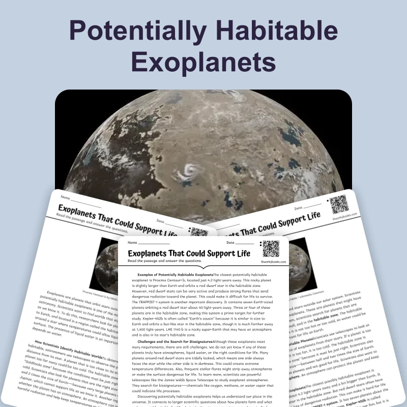 Exoplanets That Could Support Life — science — reading comprehension for Grade 5, Grade 6, Grade 7, Grade 8, page 1 of 4