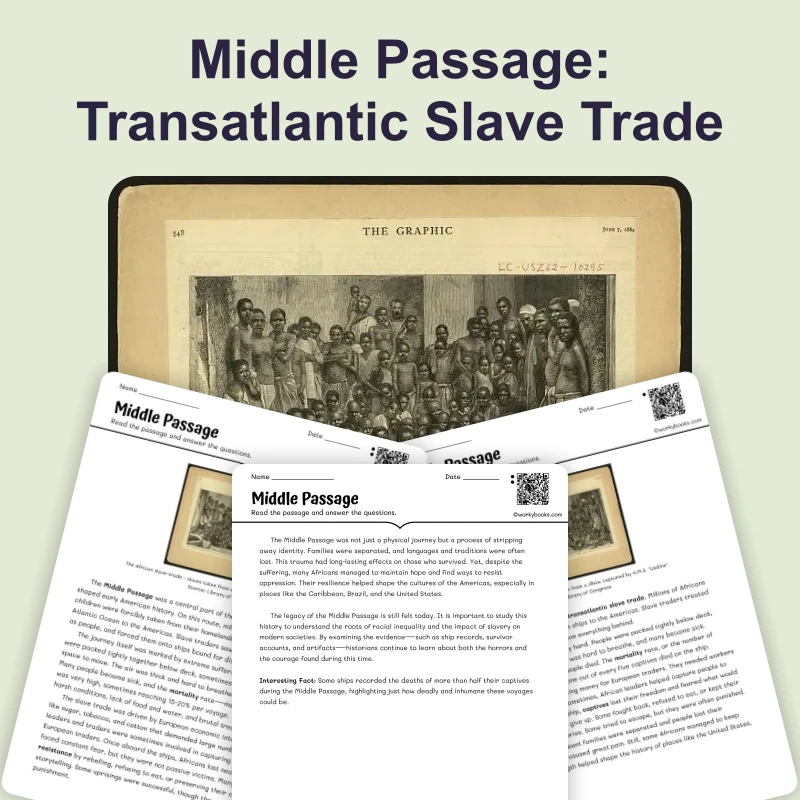 Middle Passage — ela — reading comprehension for Grade 6, Grade 7, Grade 8, page 1 of 4