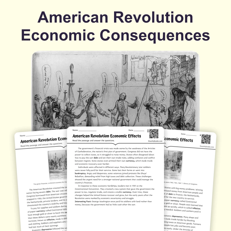 American Revolution Economic Effects — ela — reading comprehension for Grade 6, Grade 7, Grade 8, page 1 of 4